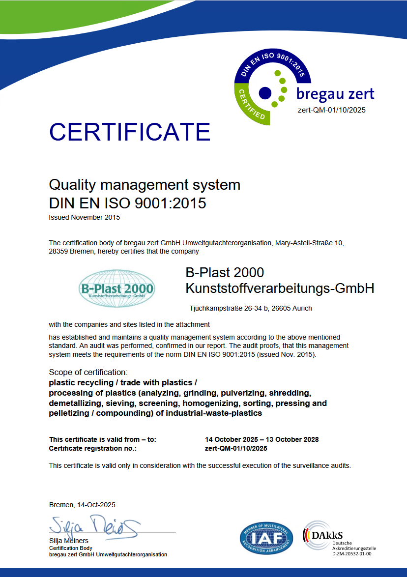 Zertifikat DIN EN ISO 9001:2015