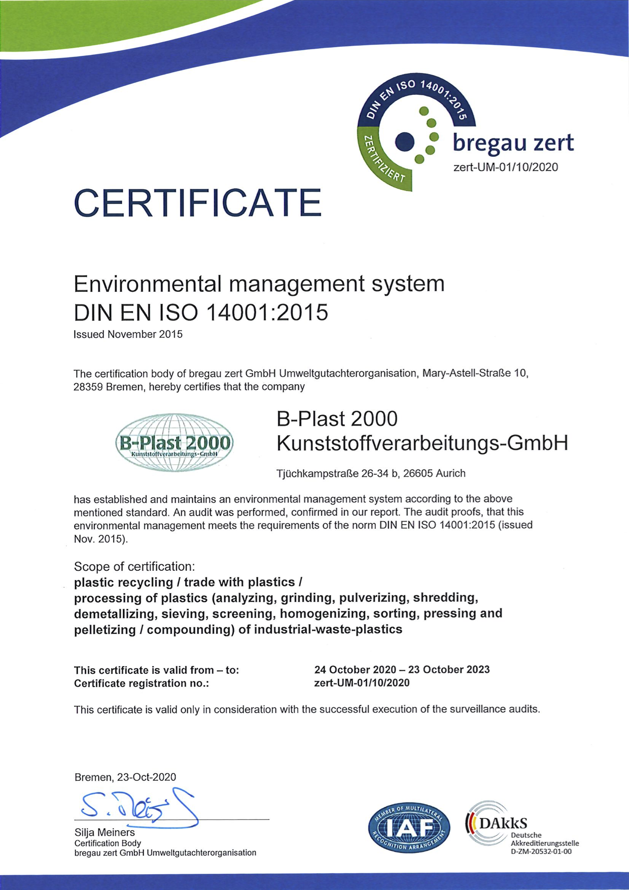 Zertifikat DIN EN ISO 9001:2015